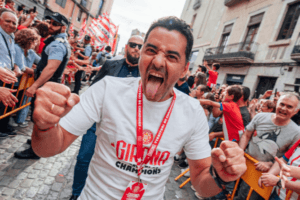 Míchel durant la celebració de la Champions