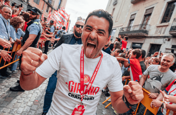 Míchel durant la celebració de la Champions
