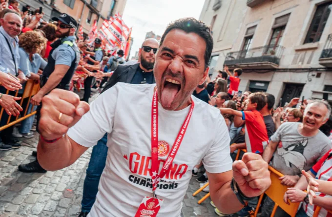 Míchel durant la celebració de la Champions