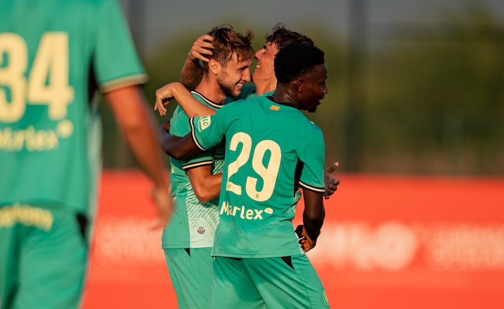 El Girona celebra un dels gols contra el Castelló