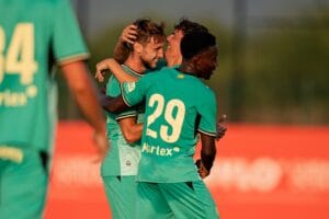 El Girona celebra un dels gols contra el Castelló