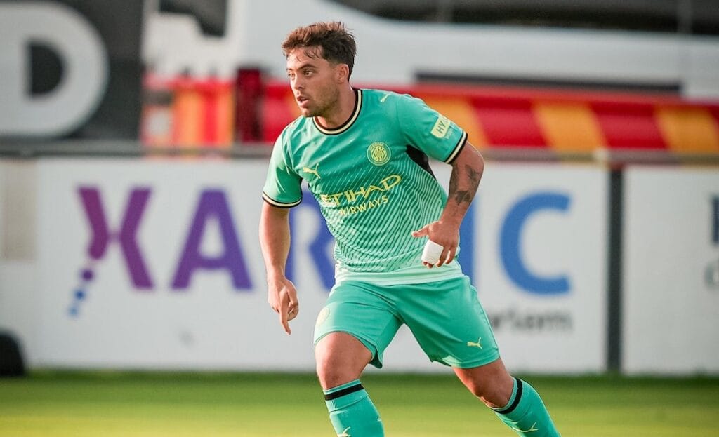 Fran Beltrán durant l'Olot-Girona de pretemporada
