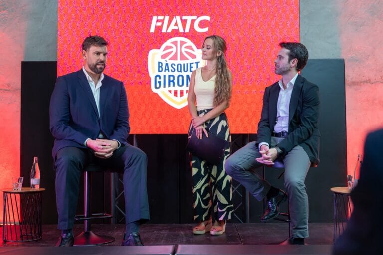 Marc Gasol i Joan Manuel Castells en la presentació del nou naming FIATC Bàsquet Girona