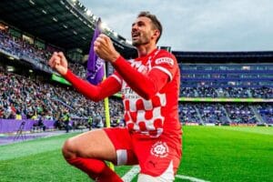 Stuani celebra el gol contra el Valladolid