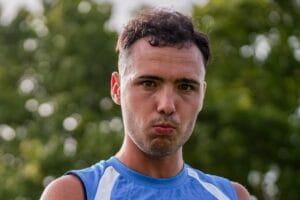 Arnau Martínez en un entrenament amb el Girona
