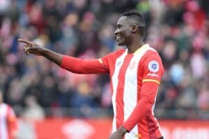 Olunga en el partit contra Las Palmas