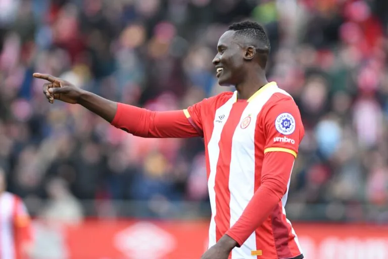 Olunga en el partit contra Las Palmas