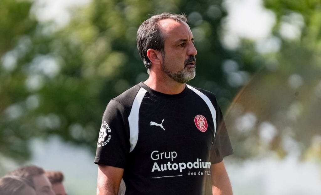 Quique Álvarez durant un entrenament amb el Girona