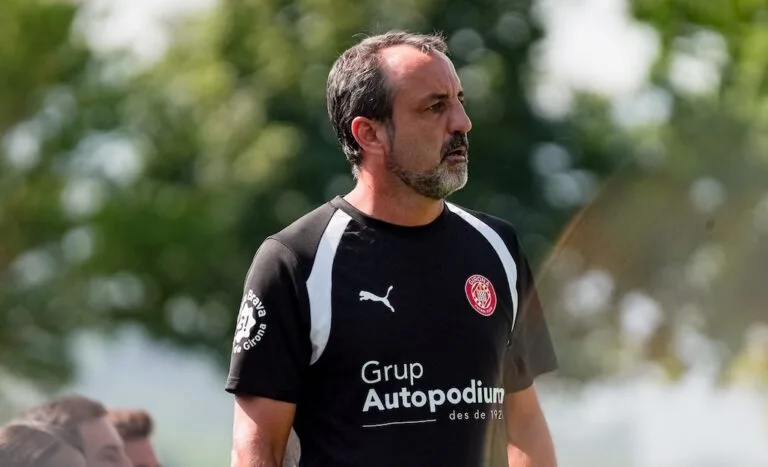 Quique Álvarez durant un entrenament amb el Girona
