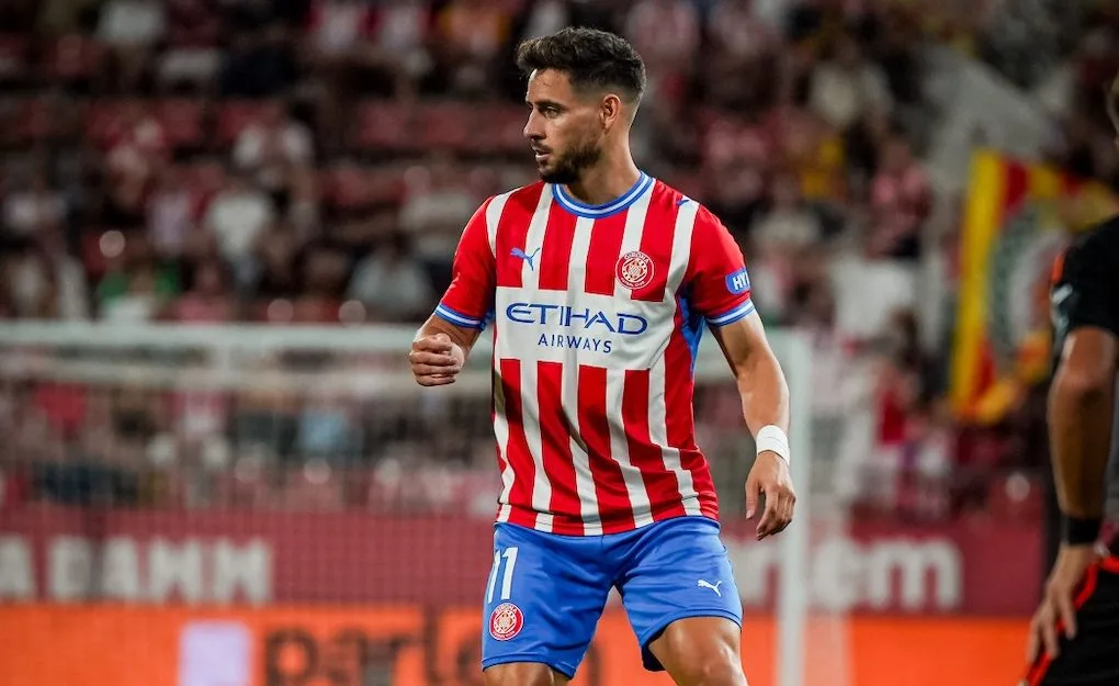 Àlex Moreno durant el partit contra l'Albacete
