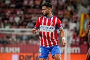 Àlex Moreno durant el partit contra l'Albacete