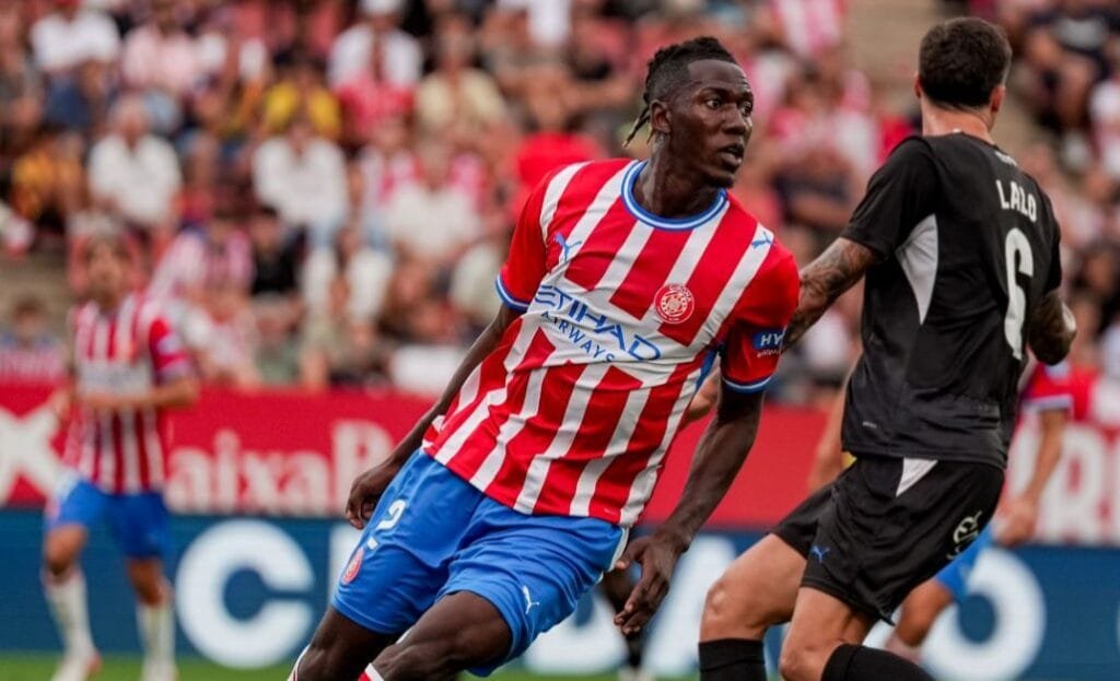 Dawda Camara en el debut a Montilivi contra el Leganés