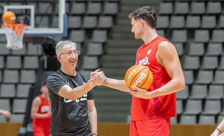Sergi Martínez i Moncho Fernández en un entrenament