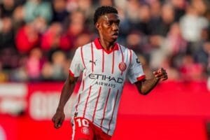 Yáser Asprilla en un partit amb el Girona