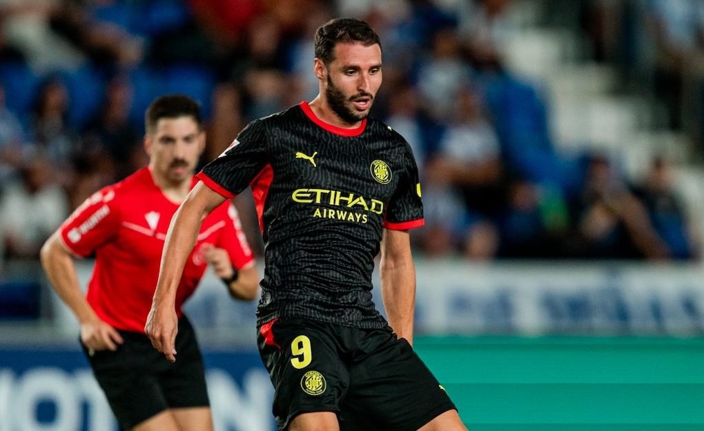 Abel Ruiz durant el partit al camp del Tenerife