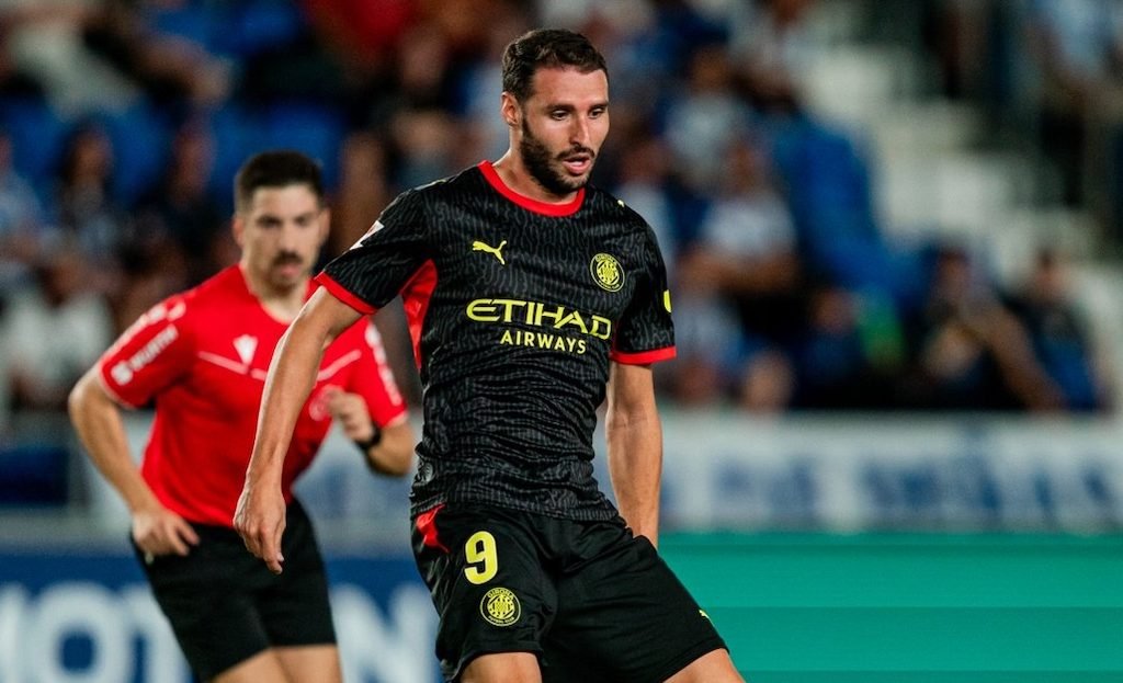Abel Ruiz durant el partit al camp del Tenerife