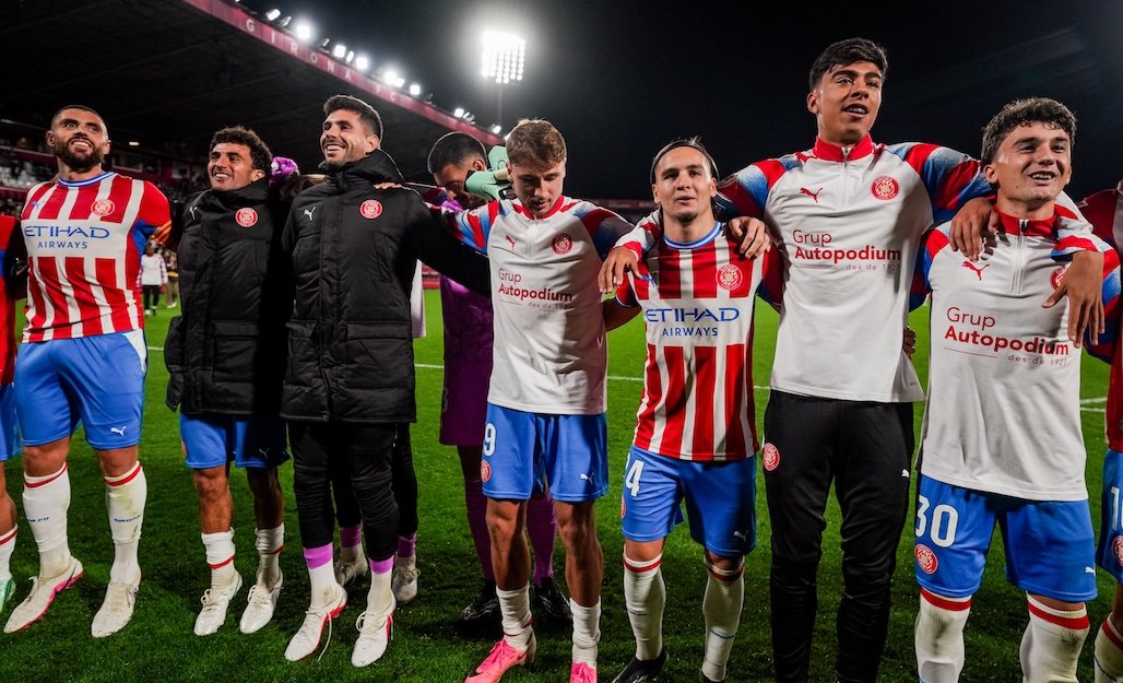 Els jugadors celebrant la victòria davant el Celta Fortuna