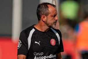 Quique Álvarez durant un entrenament amb el Girona