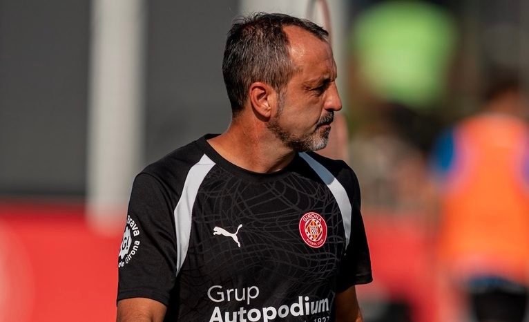Quique Álvarez durant un entrenament amb el Girona